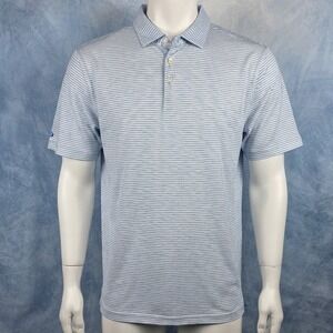 Donald Ross Sport Mens XXL Blue White Striped Golf Polo Shirt Short Sleeve